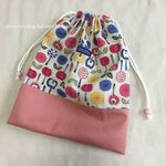 ●追加orオーダー制作可能●　大きい巾着　お着替え袋　花柄　女の子　ピンク