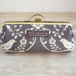 ボタニカルフラワー＆小鳥とミモザのがま口メガネケース