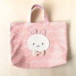 レッスンバッグ① ねこ&うさぎ（ローズピンク）