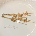 貼るピアス♡蝶-3連-ゴールド