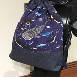 リバーシブル仕様☆海の生き物たちナップサック（ブルー）