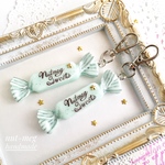 ミントチョコチャーム・ストライプ(mint chocolate charm/スイーツデコ、フェイクスイーツ、食品サンプル、フェイクフード、キャンディ、キーホルダー、お菓子)