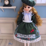 冬バラのエプロンワンピース♡リカちゃん♡ブライス