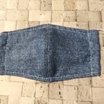 ハンドメイド　ガーゼマスク＆マスクケース（ミニ巾着）　大人用　　デニム調　裏地ピンク　花粉症仲間に届け！！