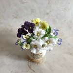 粘土の花＊パンジーとビオラのアレンジ＊