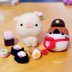 【ご依頼品】スズメの郵便屋さん&ふわふわお花のこぶた&おにぎりセット