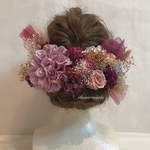 【nfk.様 専用出品】フルオーダー dusty pink purple gold tulle ribbon ヘッドドレス 卒業式 髪飾り