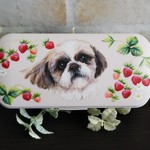 ご予約品  シーズーさんと苺の眼鏡ケース☆トールペイント☆
