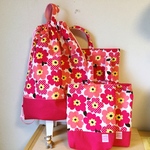 R様オーダー　レッスンバッグ、シューズバッグ、体操着袋（pink　flour）
