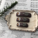 chamomile ribbon embroidery (brown × white)