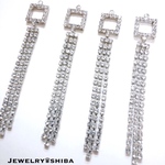 square bijou charm silver ✨4pcs✨ビジュー付き ロングチャーム