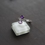 アメジスト＆ピンクアメジスト　ＣＺウェーブ2粒リング　SILVER925