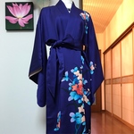 T.濃紺未使用！付下げからの前開きワンピースドレス