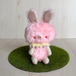＊kumahari＊ふわふわ ぺたんこウサギさん ピンク