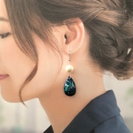 大粒パールとシェルのしずくピアス