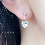 14kgf 宝石質クリスタルAAA ハートシェイプカットピアス/イヤリング         