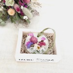 北海道産センニチコウ ピンク＆白紫陽花のアロマワックスサシェ木箱入　ラベンダーの香り　火を灯さないアロマキャンドル