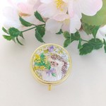 ミモザとハリネズミのジュエリーケース