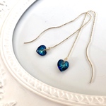 Swarovski バミューダブルー♡ハートのアメリカンピアス