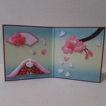 ちりめん細工   桜とうさぎ  衝立 