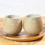 水玉模様のほっこり湯呑みカップ（アイボリー2点）