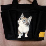 【お名前入れ無料】小型トートバッグ　のどかな一日　親子猫ちゃん　
