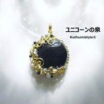 オニキスペンダント（ワイヤージュエリー☆ワイヤーアクセサリー☆ワイヤーラッピング天然石ネックレス）
