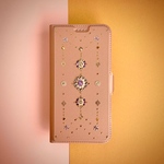 褒められ手帳型スマホケース ふんわりパステル クリスタルジュエル/12月誕生石ﾀﾝｻﾞﾅｲﾄ/iPhone/Xperia/Galaxy/AQUOS…他