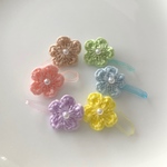 ゴム替え出来る★刺繍糸で編んだお花モチーフの髪ゴム★ベビー用