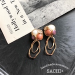 大ぶりボタンWフープピアス/イヤリング