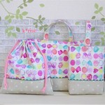 入園入学準備・女の子用♡ピンクちょうちょ・レッスンバッグ・上履き入れ・お着替え袋３点セット