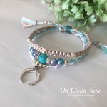 【完成品】3連ミサンガ♡ターコイズ×ホーン