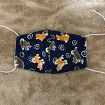 大人用マスク　２０ 布マスク　紺に柴犬　× ボーダー　ハンドメイド