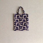  トートBAG             square flower  blue