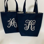 選べるヴィンテージイニシャル刺繍の帆布のミニトートバッグ　ミニ