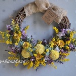 ラベンダーとミモザのハーフwreath