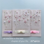  しだれ桜（ホワイトリボン）の刺繍メッセージカード　卒業・入学祝いにおすすめ！