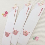 桜色○●変わり梅結びと桜柄箸袋の祝い箸