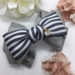 ストライプ柄リボンのふっくらヘアアクセ☆