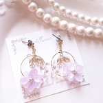 springパープル×雫 揺れる紫陽花ピアス/イヤリング