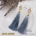 ‘‘リングストーン&タッセルピアス...light blue‘‘ ピアス イヤリング 樹脂 タッセル 揺れる 輝き きれいめ 上品 結婚式 お呼ばれ No.015
