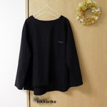 ドロッププルオーバー（長そで）　コットンリネン　ブラック
