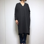 《ladies》Ｖネックワンピース　チャコールグレー