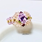 薔薇の指輪 “ラベンダーの淡い夢”【ビーズアクセサリー】ビーズリング・再販