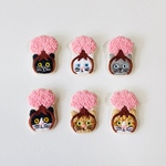 かぶる猫ブローチ[あたま山・桜の木ver.](黒猫・白猫・ロシアンブルー・バットニャン・茶トラ・茶白猫)