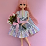 リカちゃん服　エプロンワンピース（ストライプ）