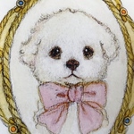 マルチーズの子犬のイラストのポストカード