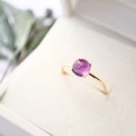 2月の誕生石。ザンビア産 アメジスト 6mm 華奢リング