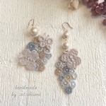 347☆ミナペルホネン☆skyful☆刺繍☆レースピアス☆イヤリング☆ハンドメイド