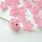 100個・10×5ｍｍ・アクリルフラワー・ピンクフロスト・20012502